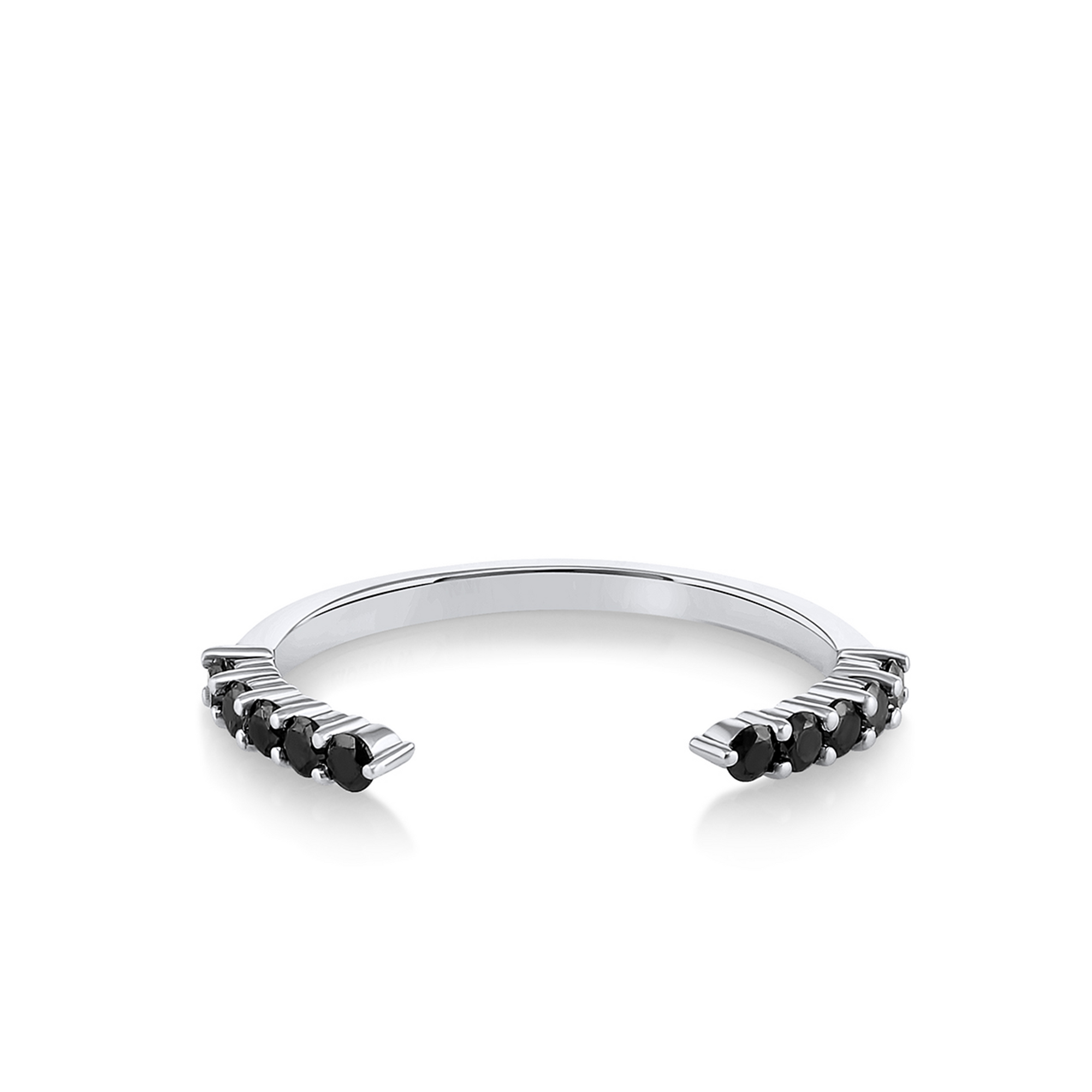 Women | Black Diamond Cosmic Light Open Shank Band V1 | 14k White Gold