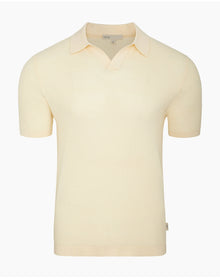 Men | Cotton Textured Johnny Collar Polo | Light Yellow