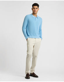 Men | Cotton Textured Knit Long Sleeve Polo Sweatshirt | Seaport