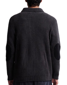 Men | Cozychic Elbow Patch Cardi | Carbon