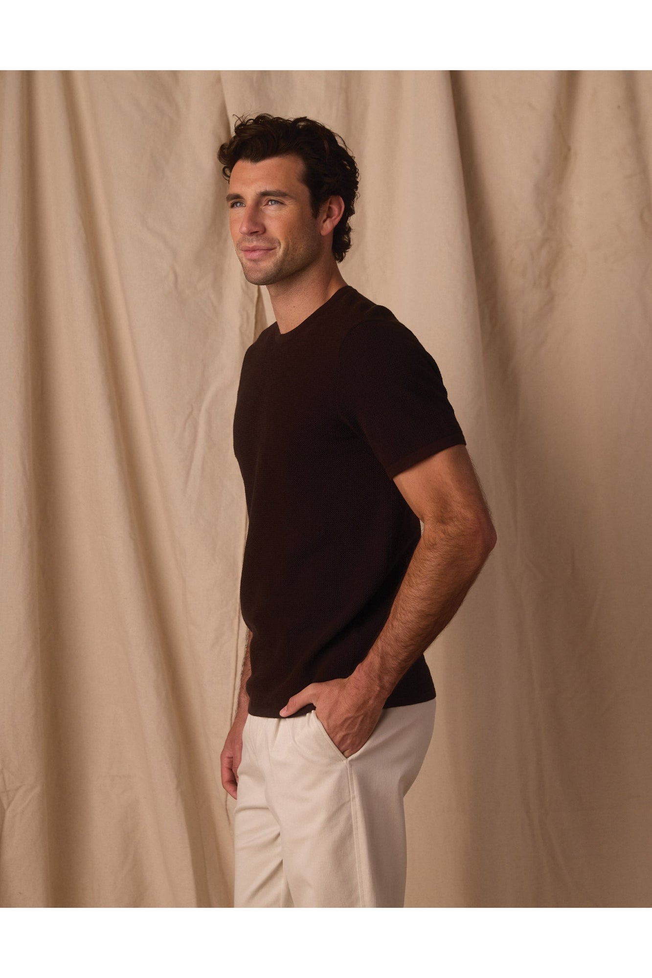 Men | Driftknit Sweater Tee | Dark Brown