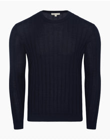 Men | Extra Fine Merino Wool Crewneck Sweater | Midnight