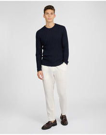 Men | Extra Fine Merino Wool Crewneck Sweater | Midnight