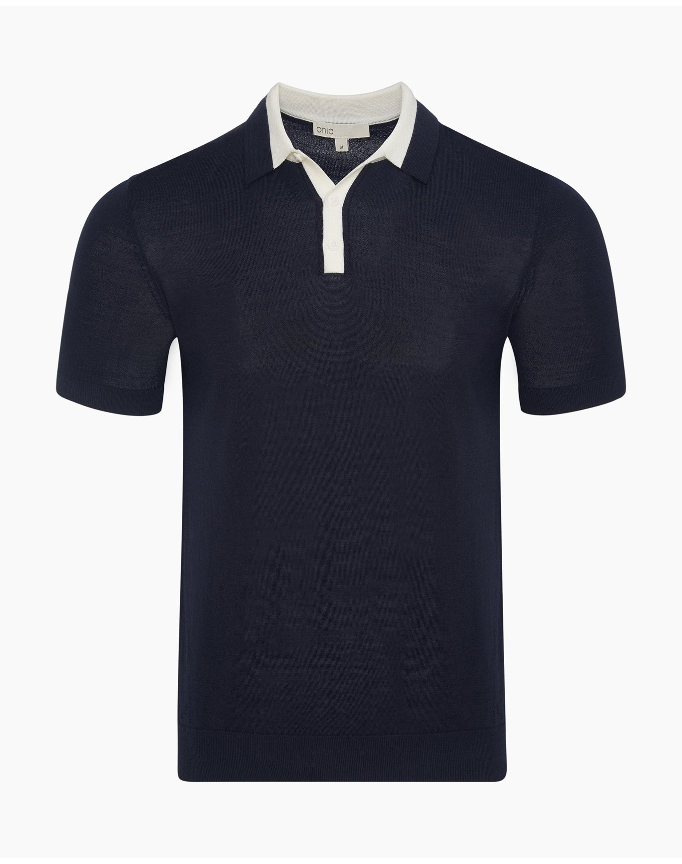 Men | Extra Fine Merino Wool Polo | Midnight x White