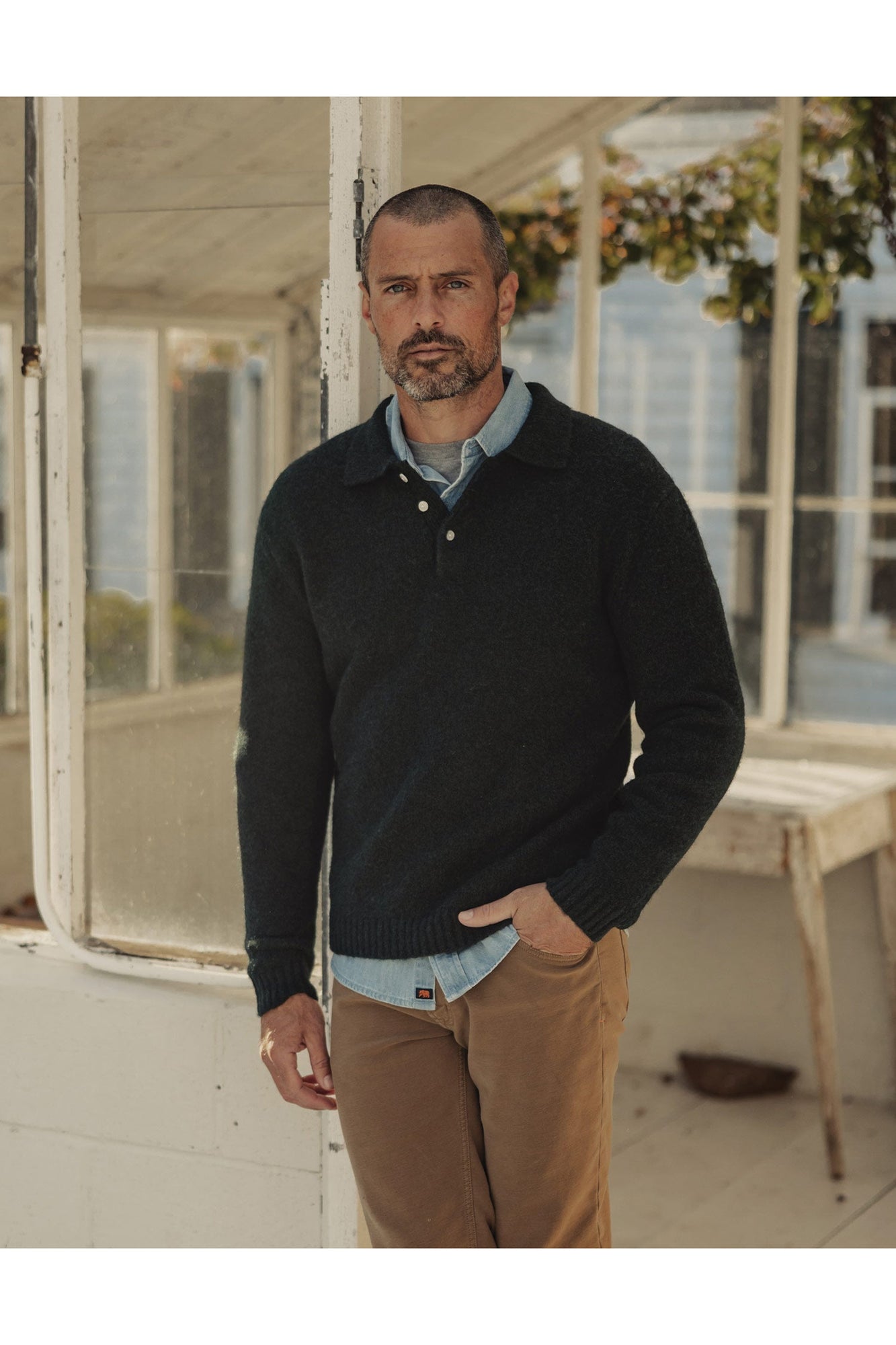 Men | Homebound Polo Sweater | Dark Sea
