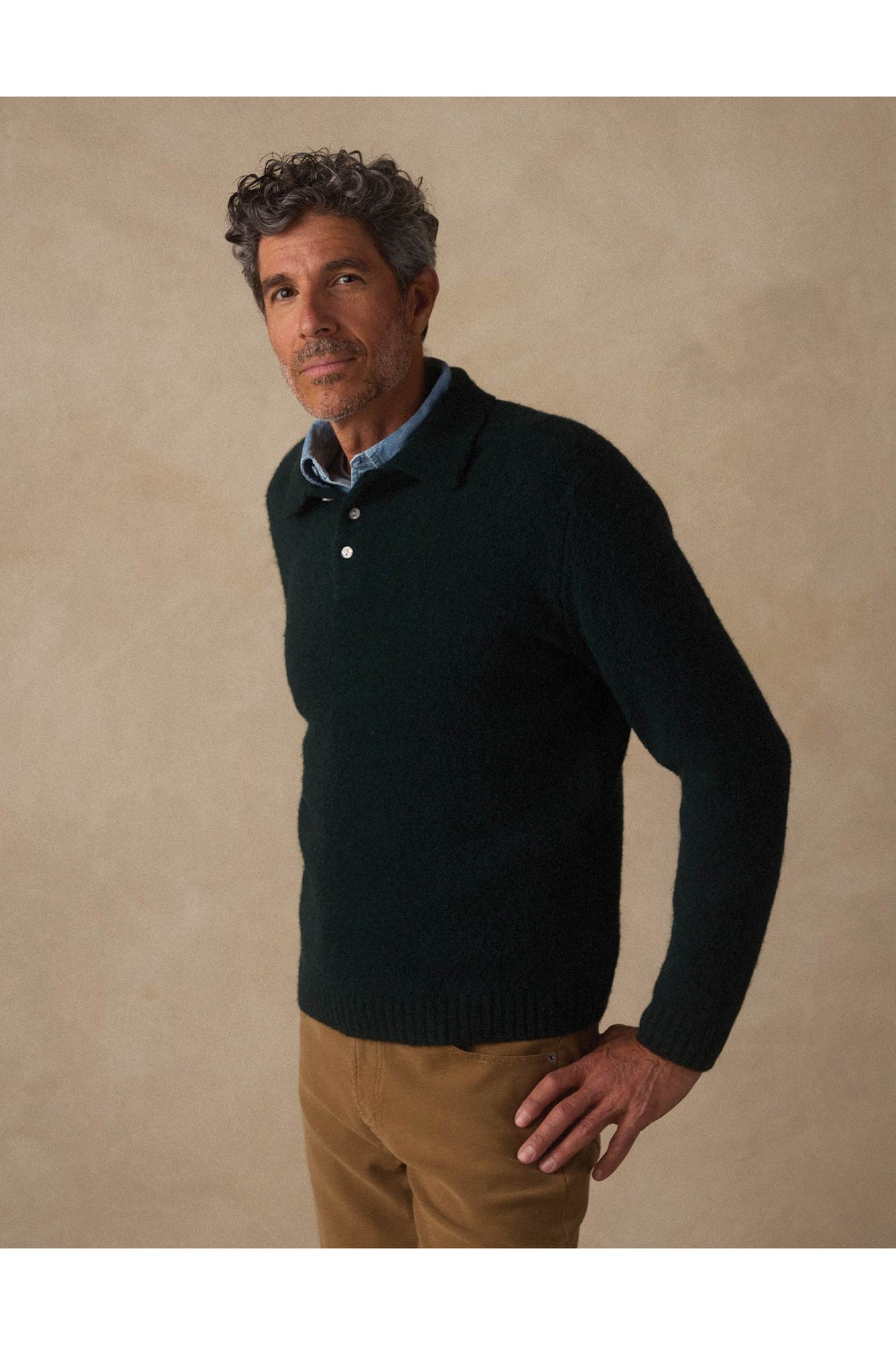 Men | Homebound Polo Sweater | Dark Sea
