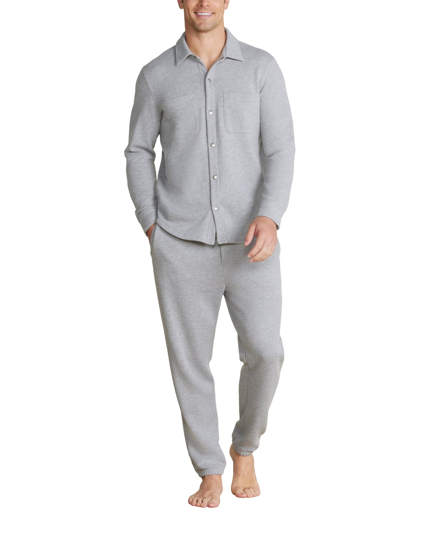 Men | MC s French Terry Jogger With Woven Placket | He Gray