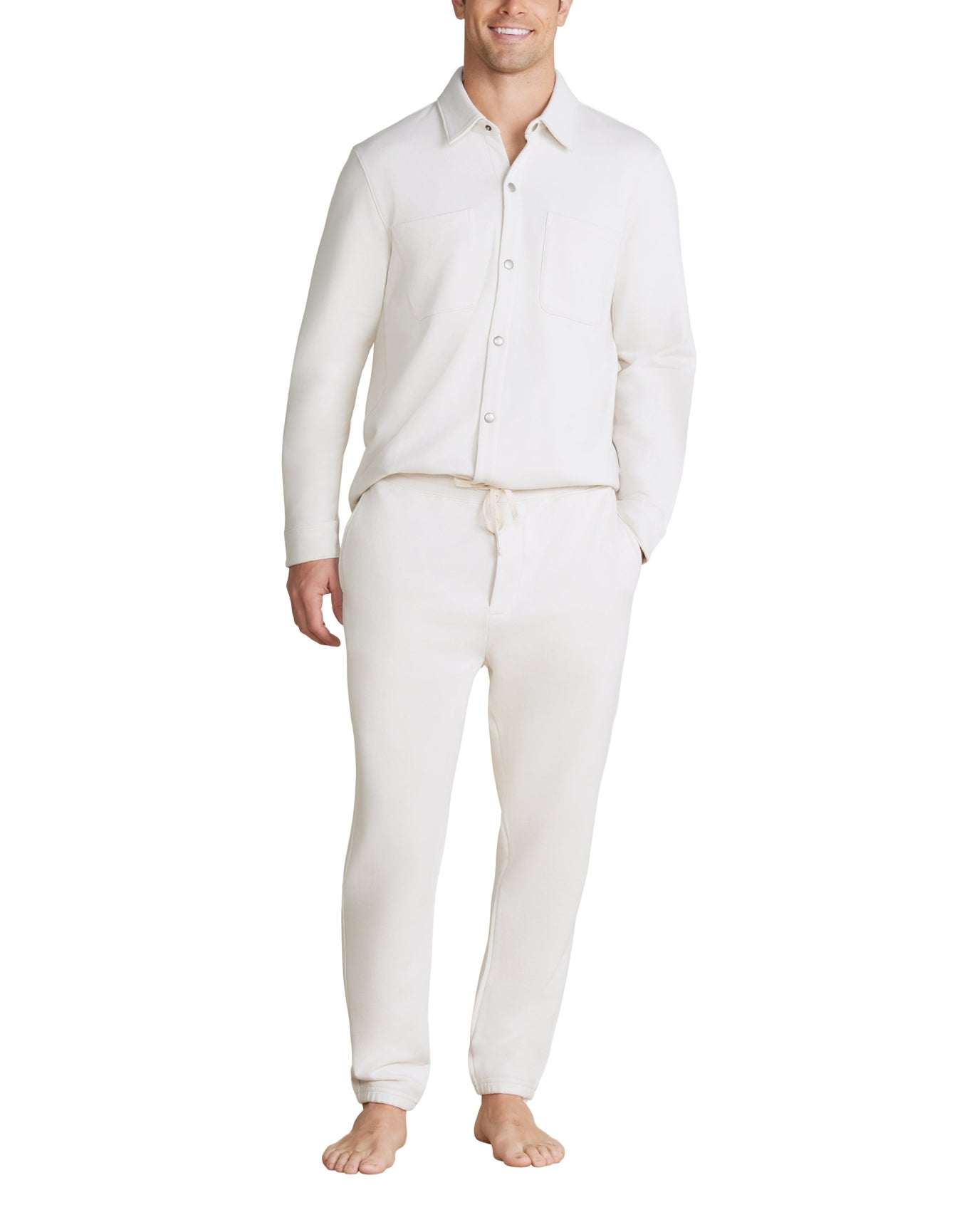 Men | MC s French Terry Jogger With Woven Placket | Parchment