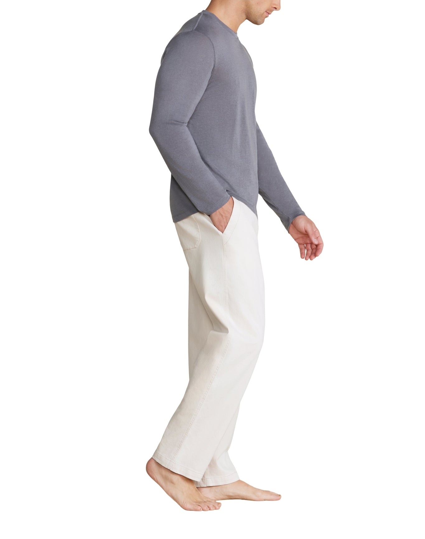 Men | MC s Slub Burnout Cut Neck Long Sleeve Tee | Coal