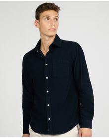 Men | Micro Cord Long Sleeve Button Down Shirt | Midnight