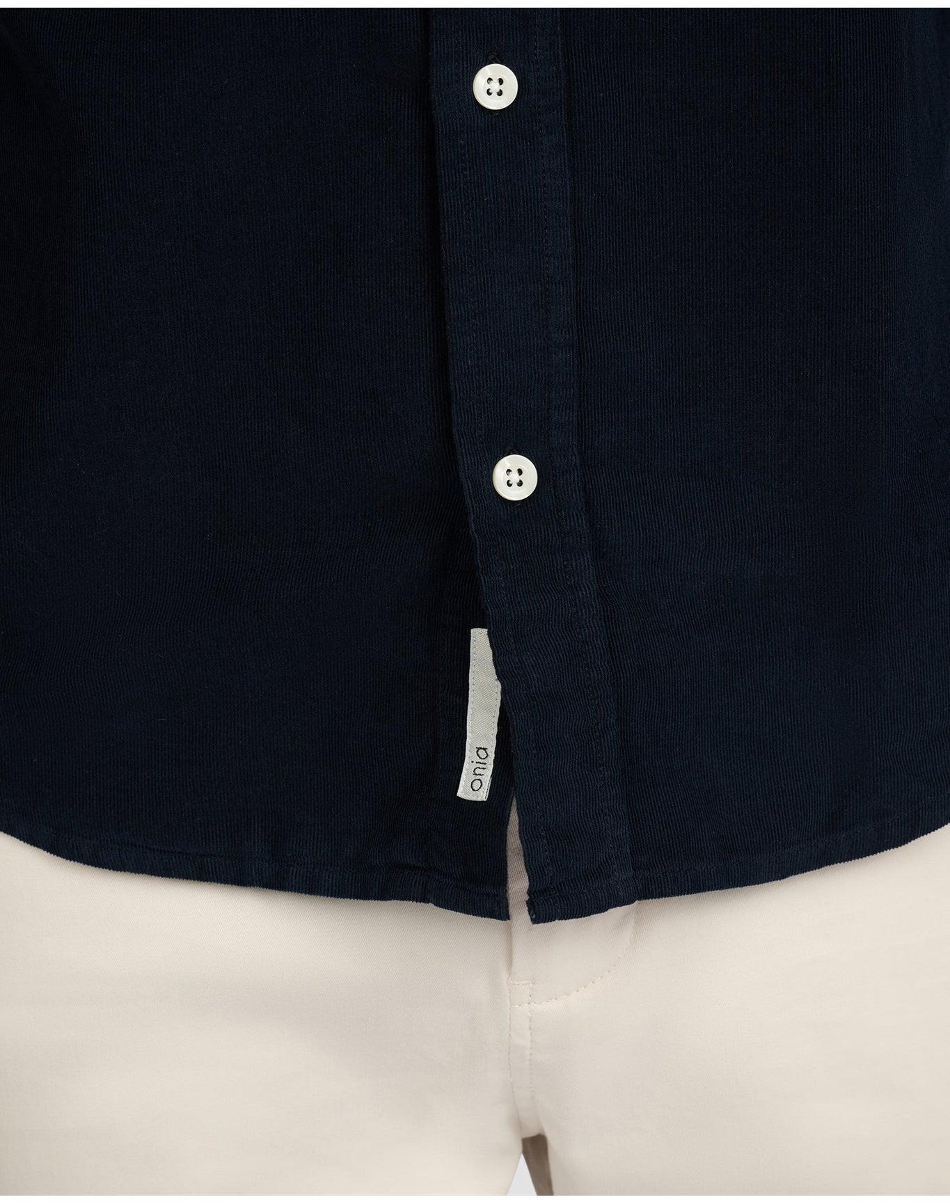 Men | Micro Cord Long Sleeve Button Down Shirt | Midnight