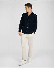 Men | Micro Cord Long Sleeve Button Down Shirt | Midnight