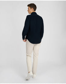 Men | Micro Cord Long Sleeve Button Down Shirt | Midnight