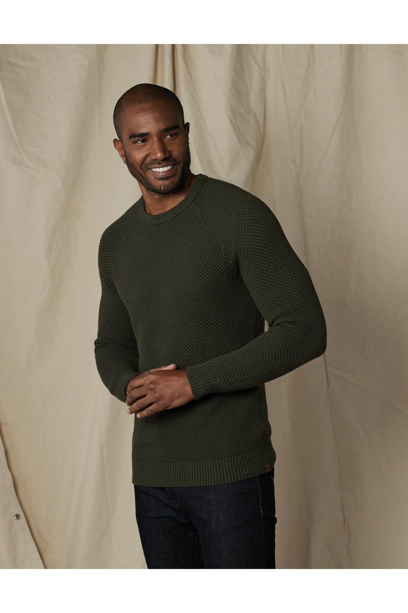 Men | Moss Stitch Crew | Oakmoss