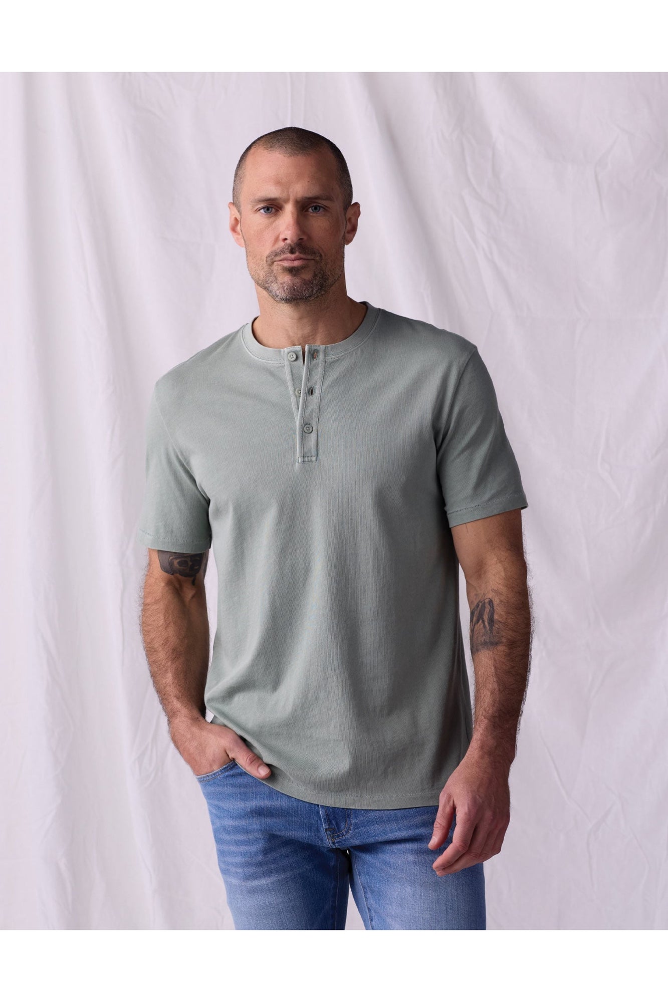 Men | Normal Jersey Henley | Juniper