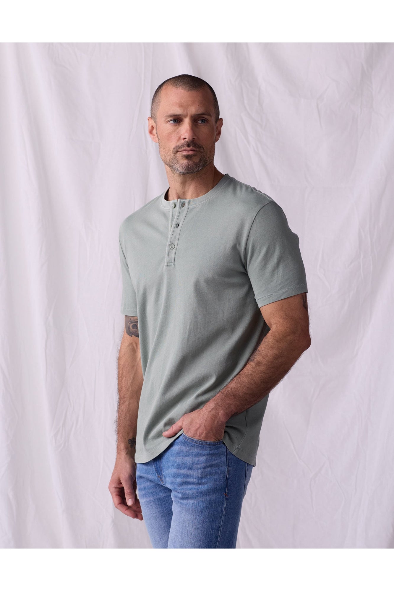Men | Normal Jersey Henley | Juniper