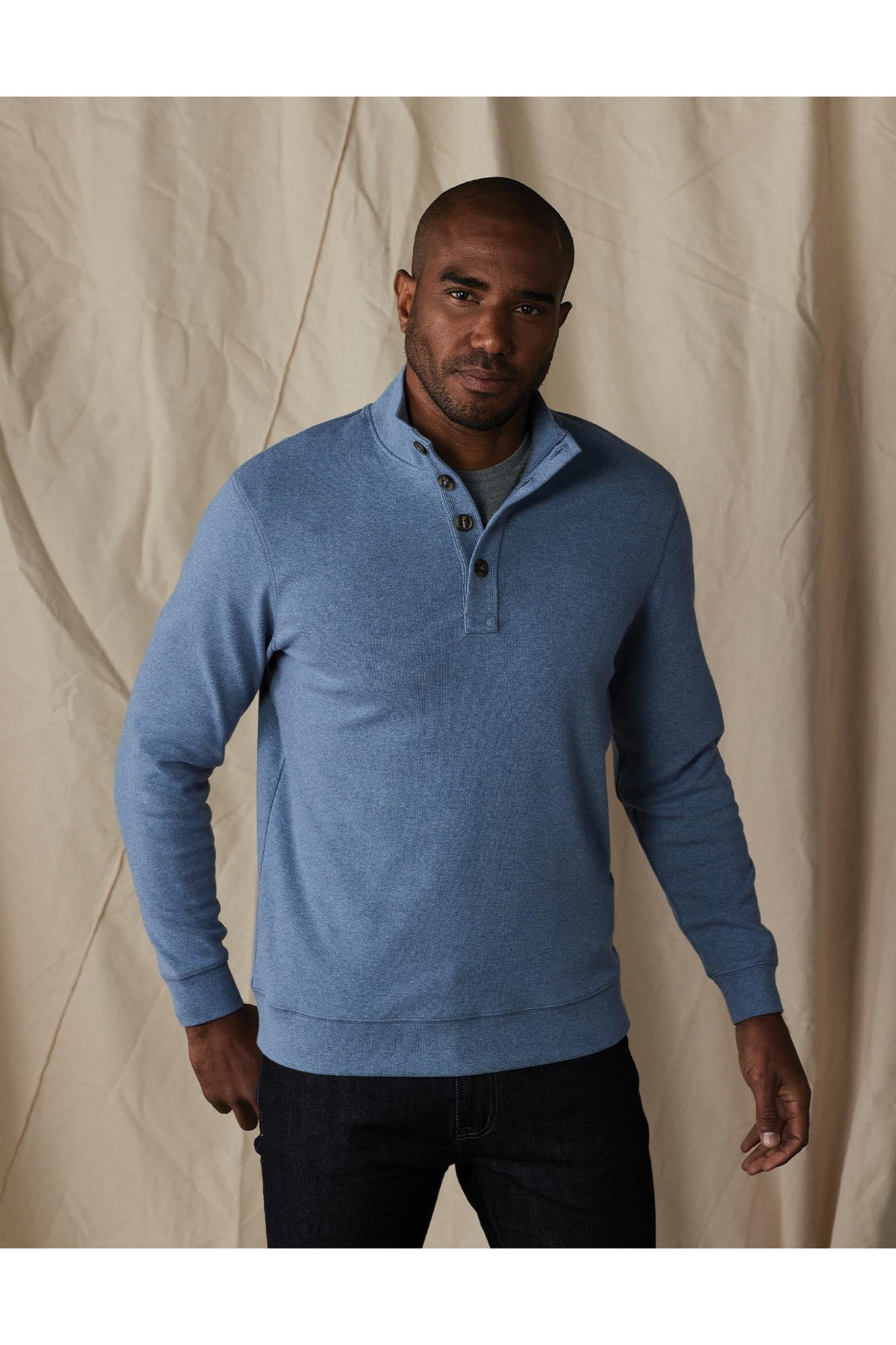 Men | Puremeso Button Popover | Slate Blue
