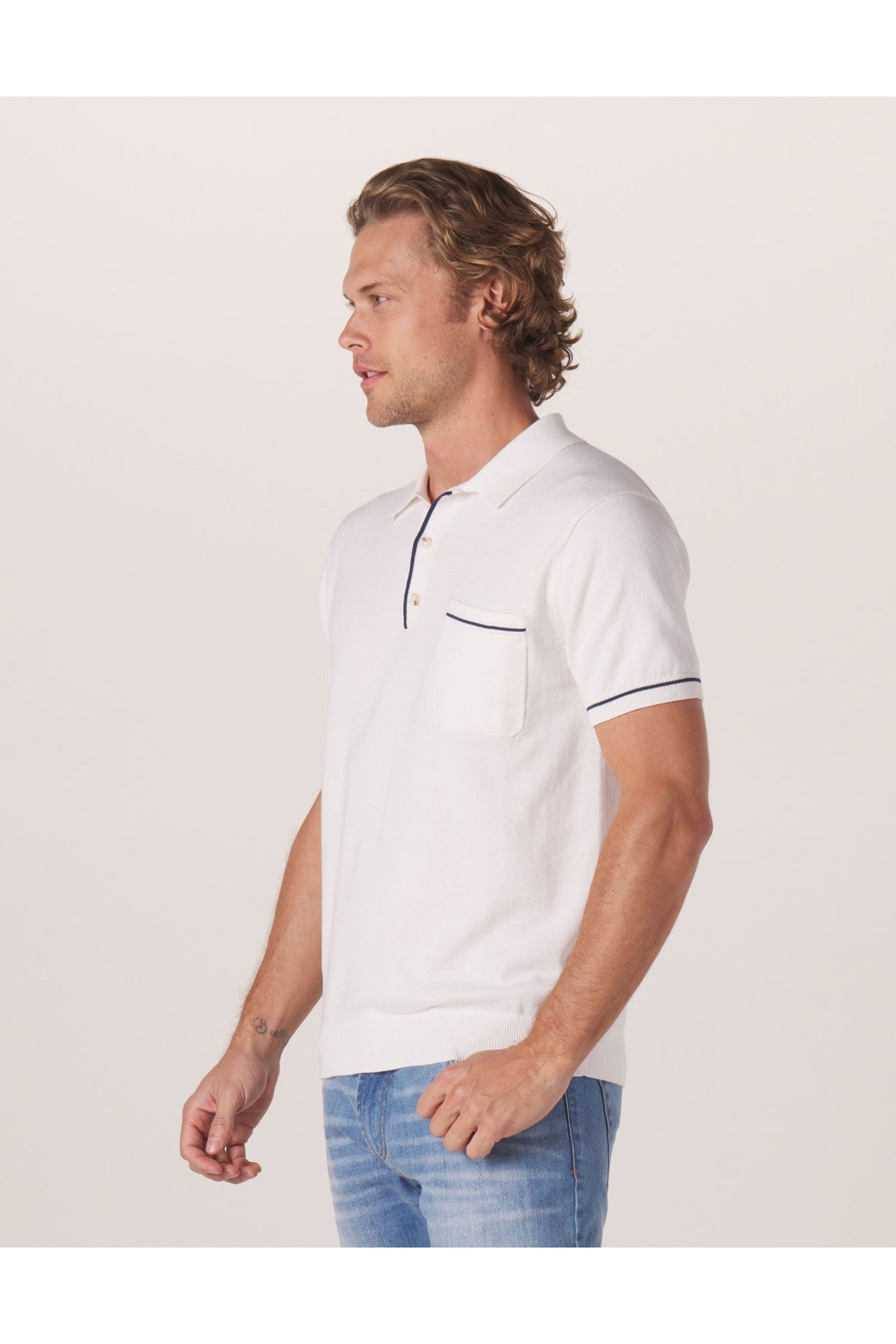 Men | Robles Knit Polo | White-Navy