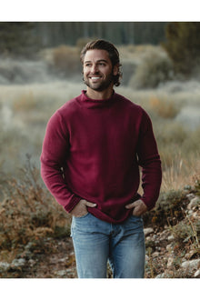 Men | Roll Neck Sweater | Wine