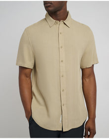 Men | Standard Short Sleeve Linen Shirt | Sand