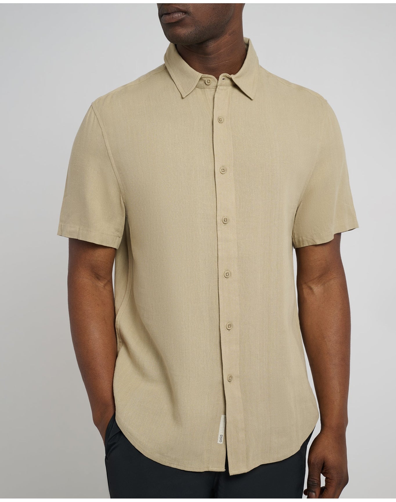 Men | Standard Short Sleeve Linen Shirt | Sand