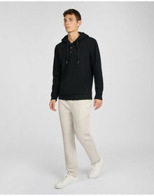 Men | Waffle Half Button Hoodie | Black