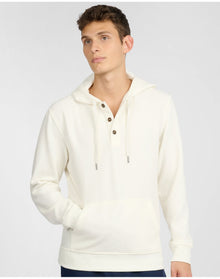 Men | Waffle Half Button Hoodie | Egret