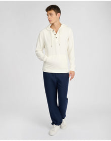 Men | Waffle Half Button Hoodie | Egret