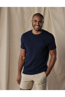 Men | Waffle Knit Sweater Tee | Navy