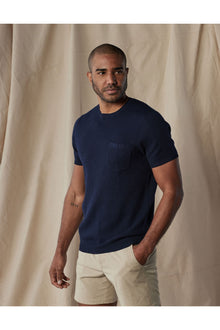 Men | Waffle Knit Sweater Tee | Navy