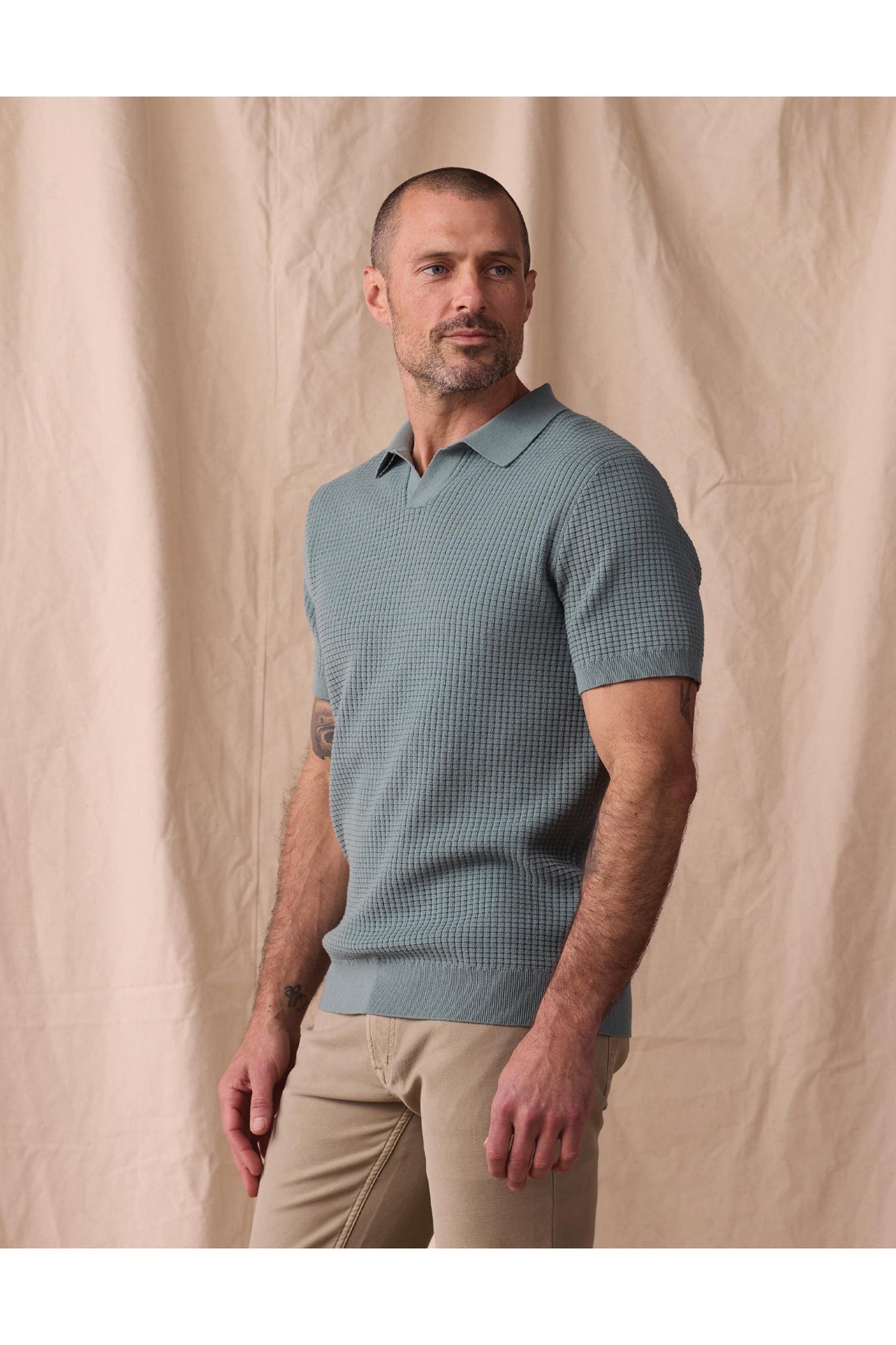 Men | Waffle Stitch Polo | Juniper