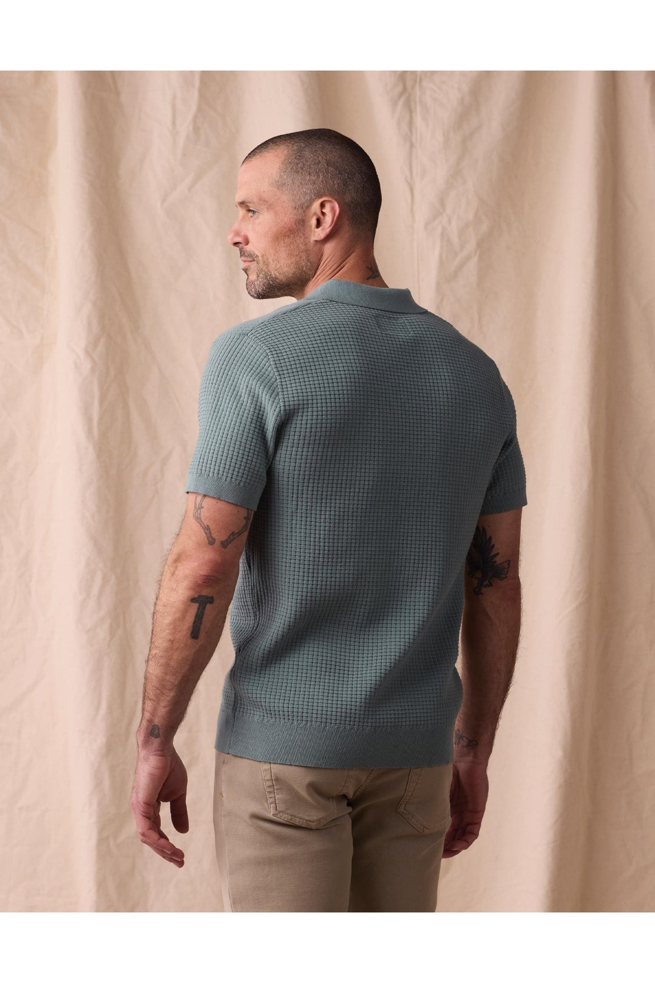 Men | Waffle Stitch Polo | Juniper