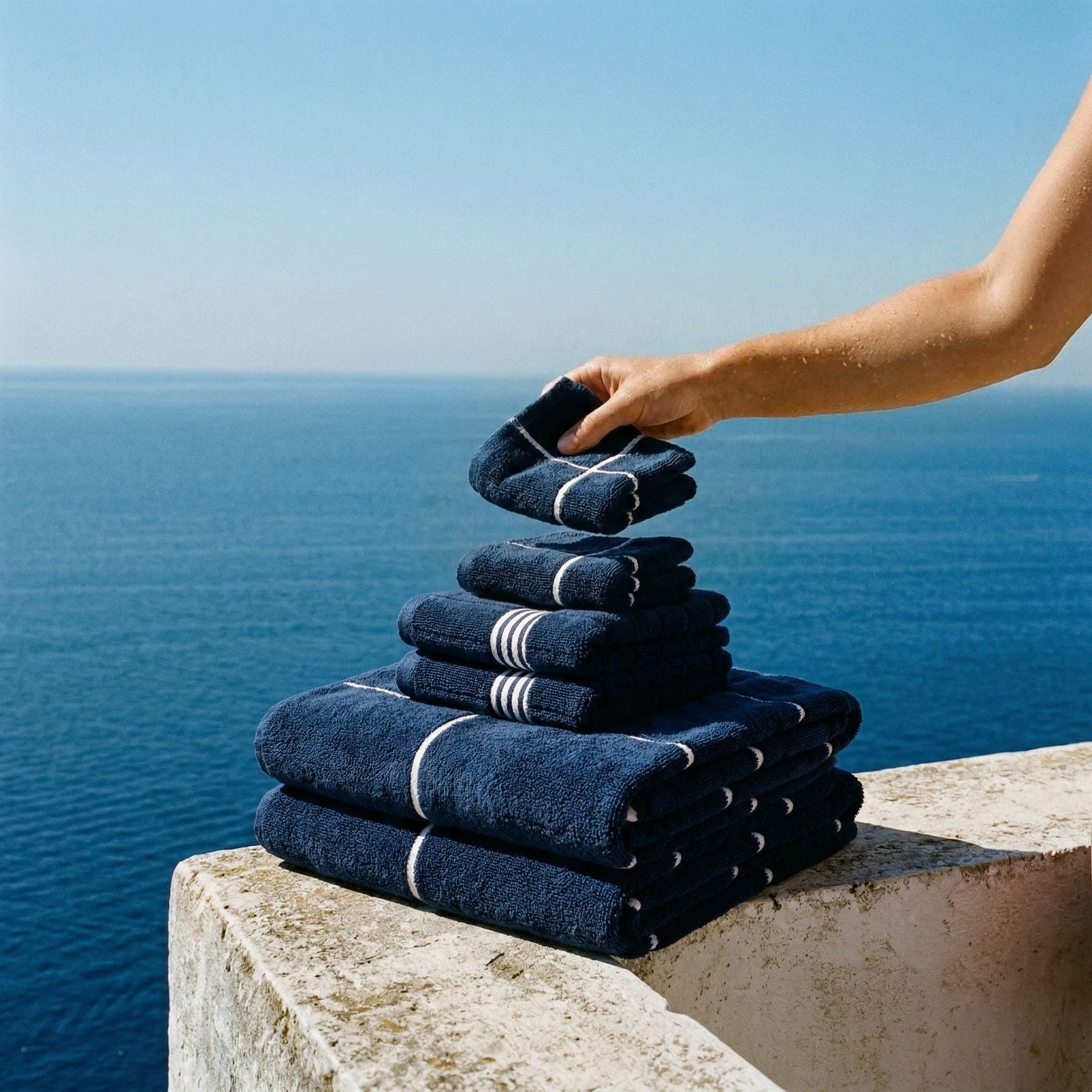 Miramar Australian Cotton Towels | Navy/White