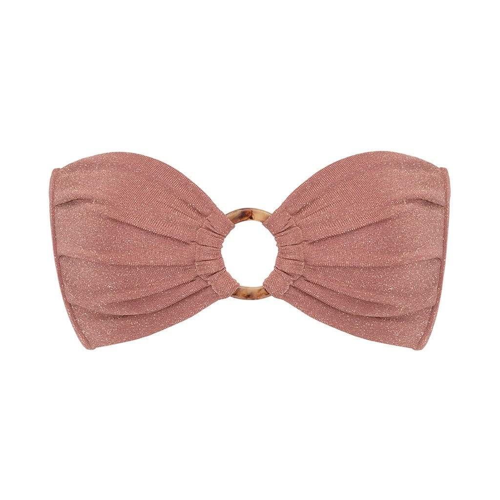 Tori Ties Bandeau Bikini Top | Mauve Sparkle