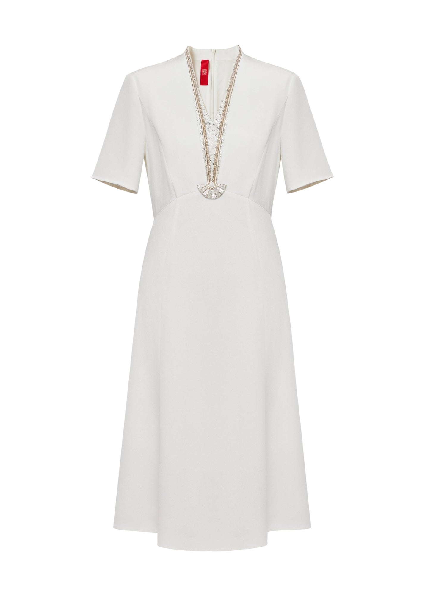 Mulberry Silk Elegant Waist-Defining Dress | White