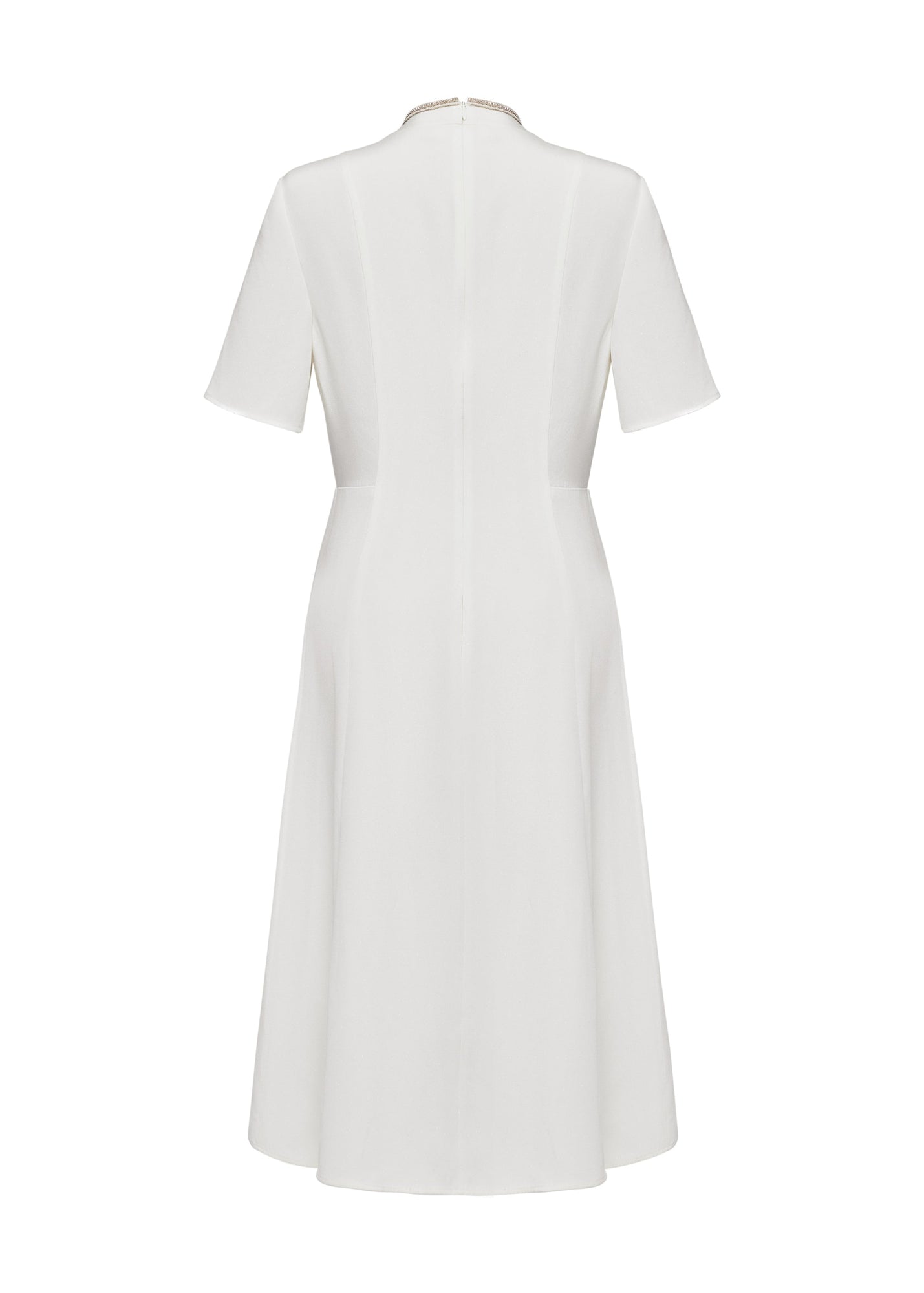Mulberry Silk Elegant Waist-Defining Dress | White