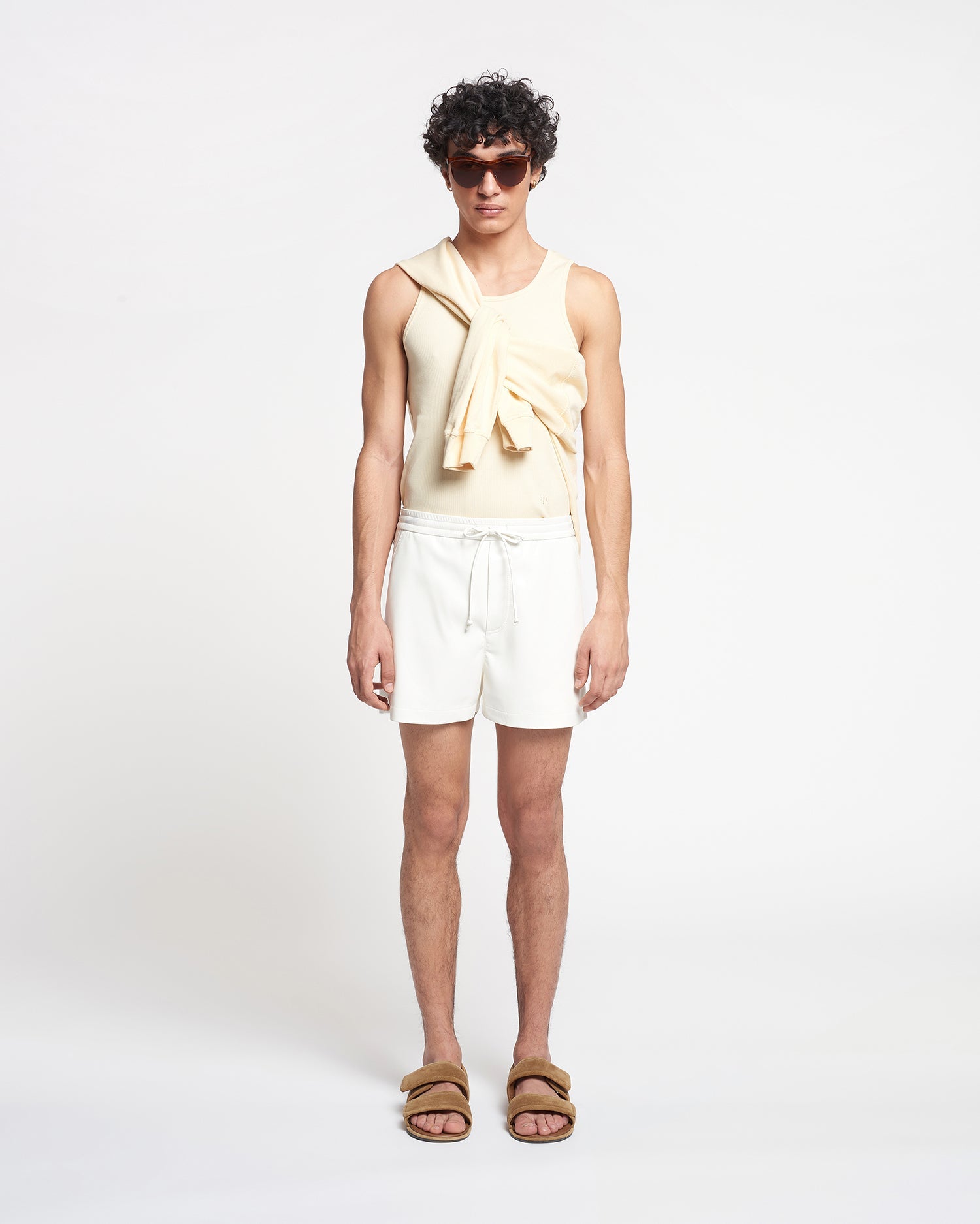 Amil Okobor Alt-Leather Shorts | White