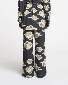 Womens | Brenda Printed Crepe Pants | Cloud Black/Creme