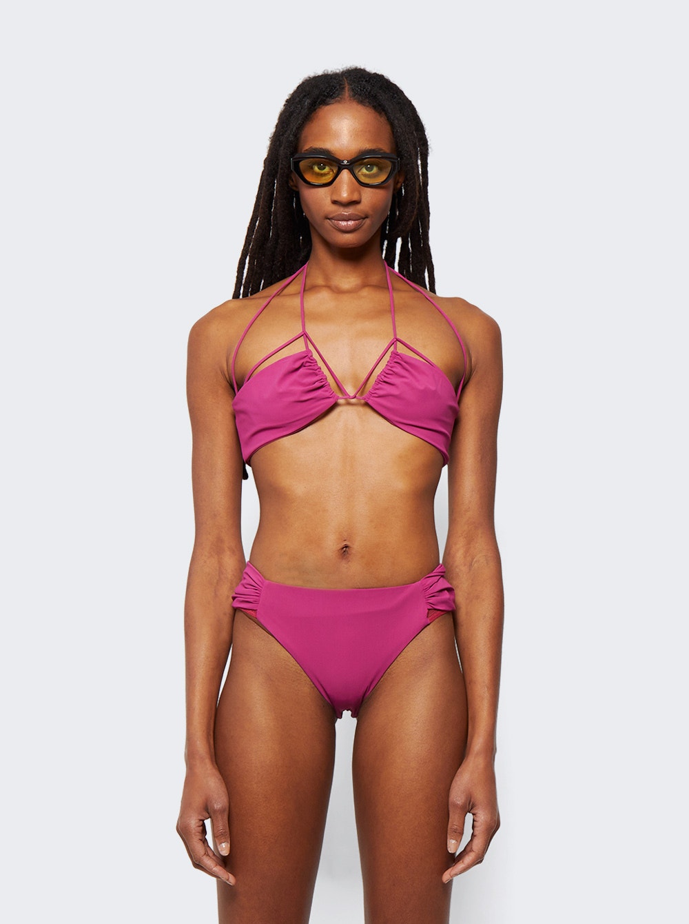 Women | Nensi Dojaka | Gathered Bikini Top | Peonia Pink