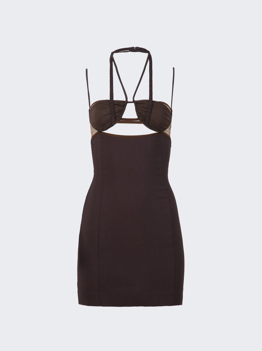 Women | Nensi Dojaka | Draped Double Bra Mini Dress | Chocolate Brown