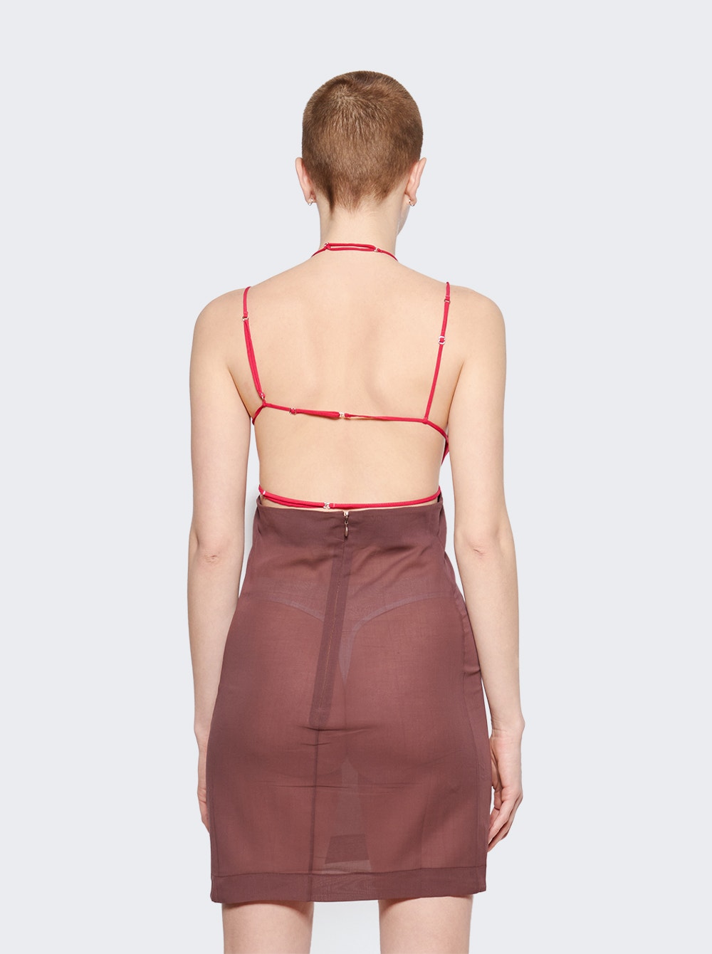 Women | Nensi Dojaka | U Wire Bra Mini Dress | Bitter Chocolate & Hot Pink