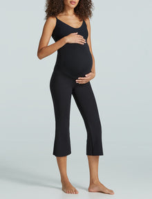 Neoprene Maternity Cropped Flare::Black::Hover