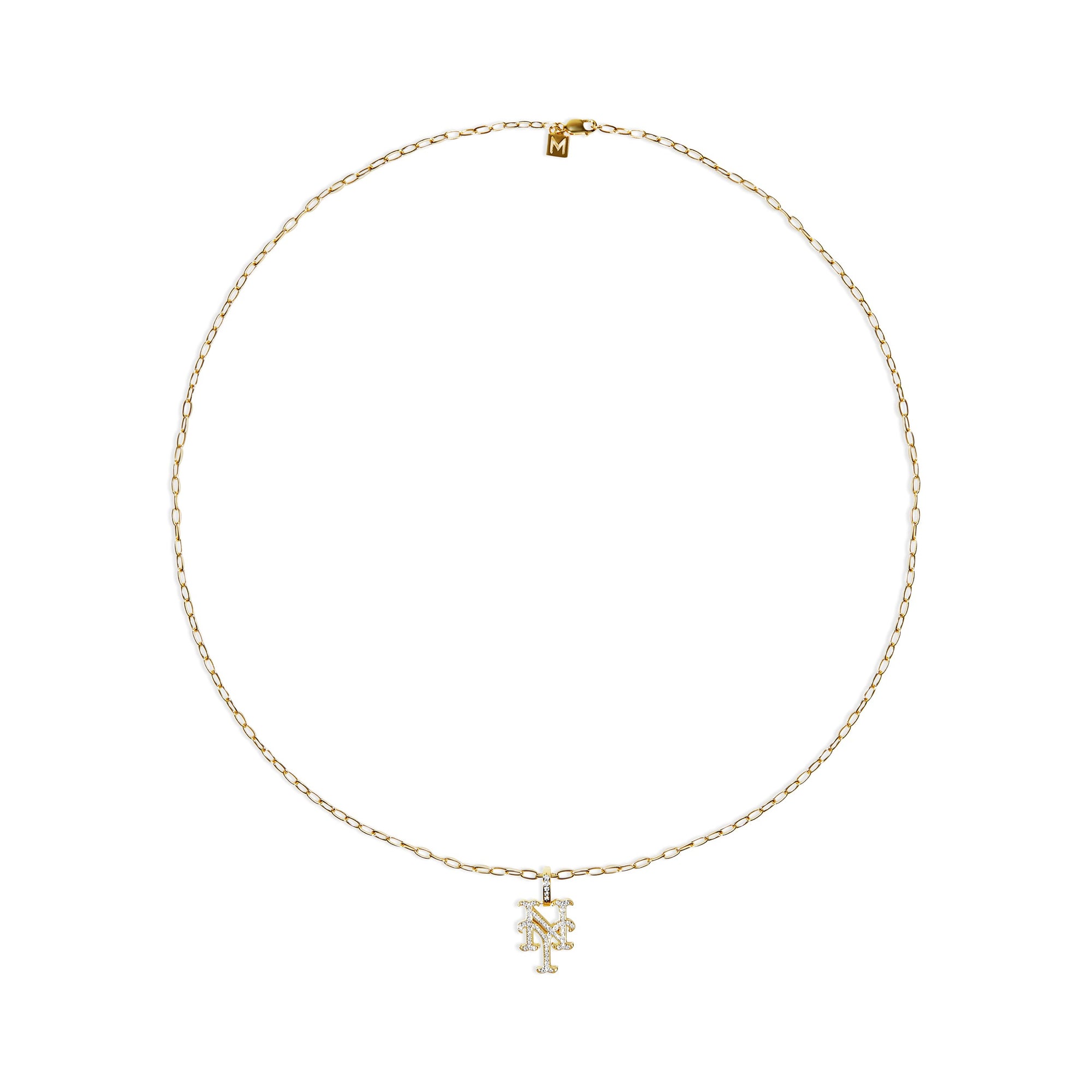 Ny Mets Medium Iced Out Pendant Necklace | Gold Vermeil & Sterling Silver