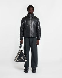 Marron Okobor Alt-Leather Puffer Jacket | Black