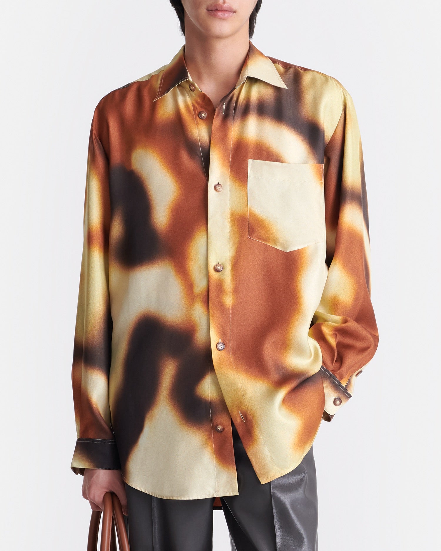 Sebas Printed Silk-Twill Shirt | Smudged Graffiti