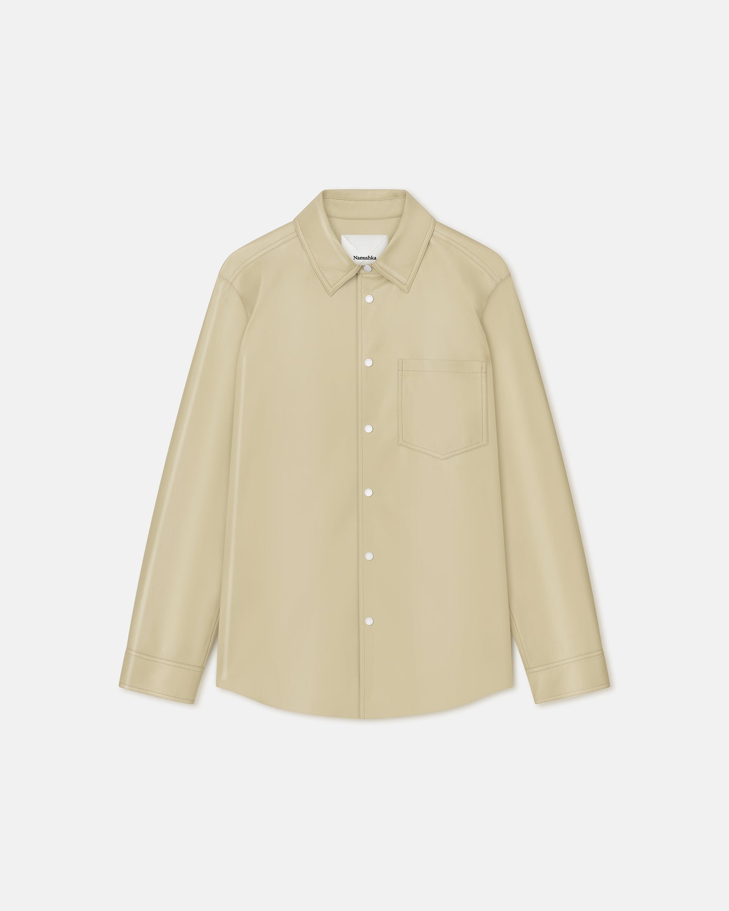 Onni Okobor Alt-Leather Shirt | Pale Olive