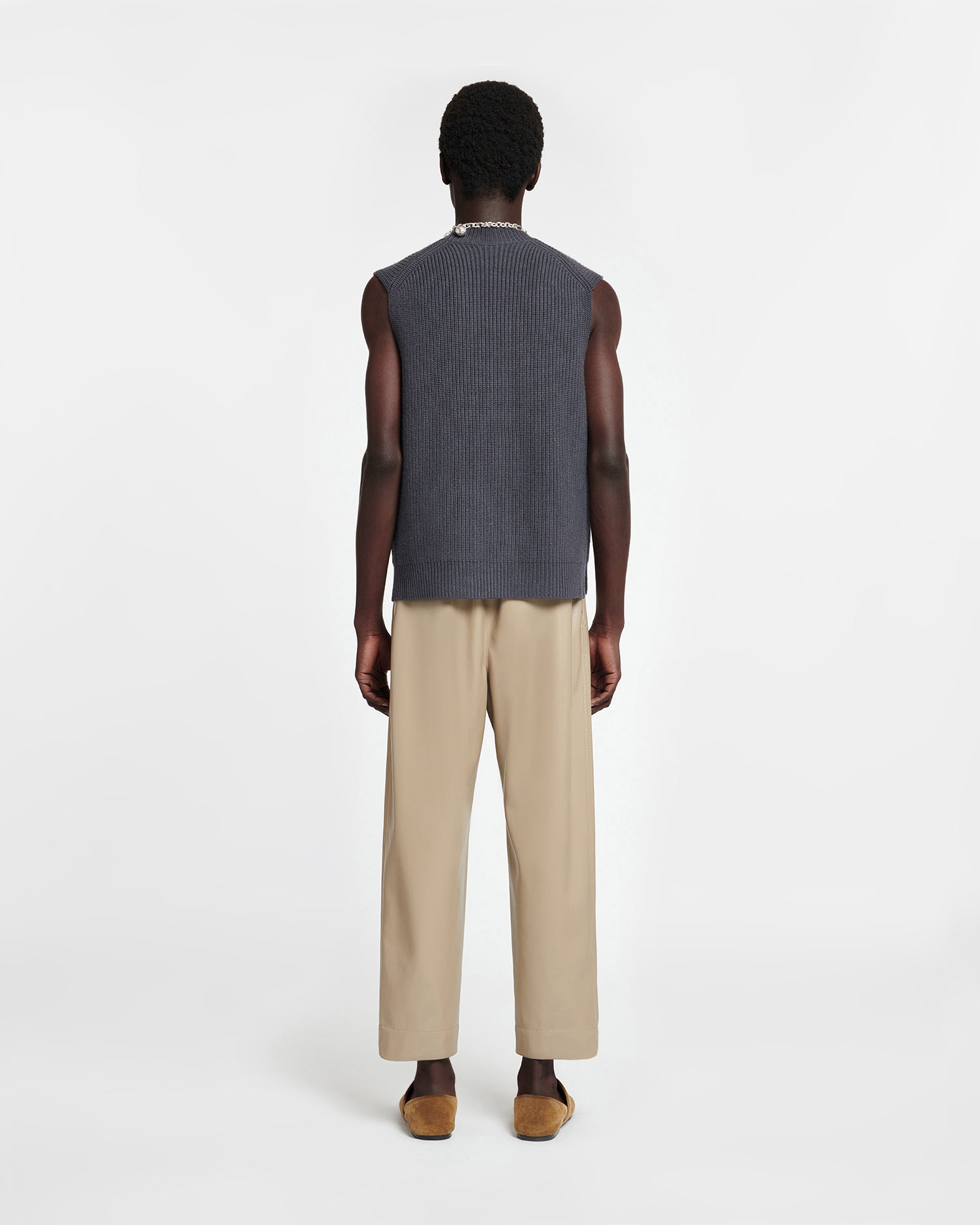 Mens | Jain Okobor Alt-Leather Relaxed Pants | Ashy Taupe