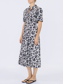 Noor Short Sleeve Shirtdress | Black/White
