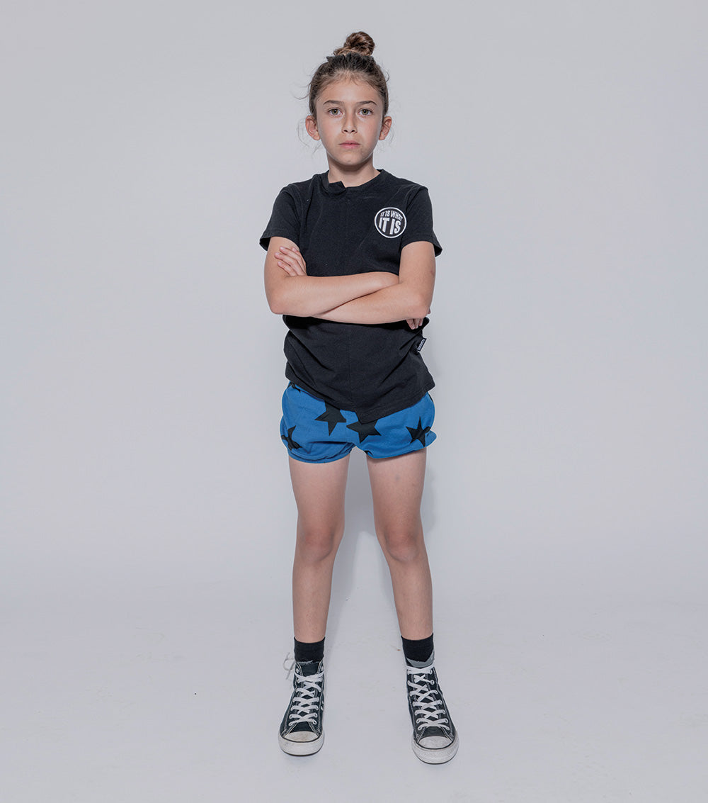 Kid | Star Yoga Shorts | Blue