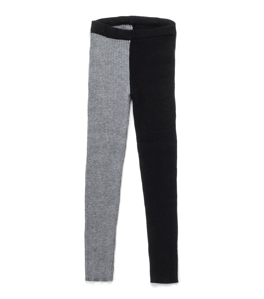 Kid | Half & Half Knit Leggings | Black x Grey